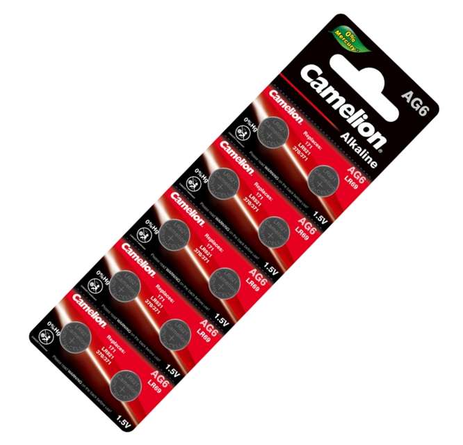 COIN CELL / ALKALINE BATTERY 1.5V 25mAh 9.4x2.15mm - 10/BLISTER  AG6-BP10