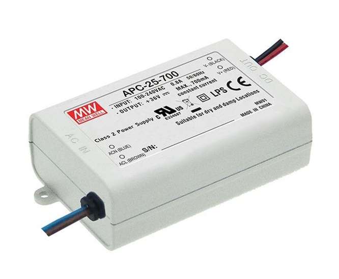 POWER SUPPLY ENCL. LED DRIVER I=220 O=11-36VDC 700mA 25W APC-25-700