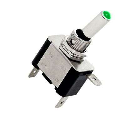 TOGGLE SWITCH SPST ILUMINATED GR 12V LED 20A  ASW-07D-GR / 18108