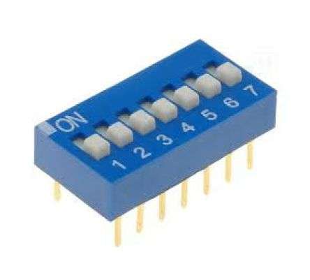 DIP SWITCH STD 7POLE 100mA 7.62mm BLUE EDS107S *A*