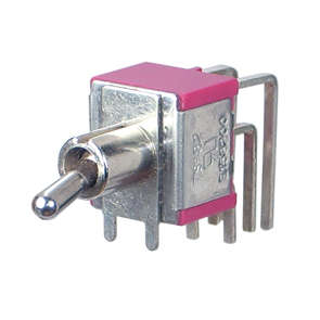 MINI TOGGLE SWITCH DPDT ON-ON R/A PCB B068ETW