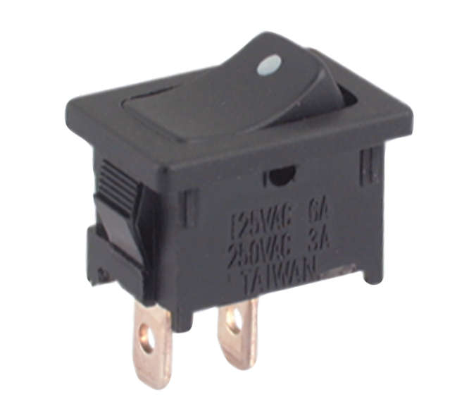 MINI ROCKER SWITCH SPST 6A BLACK P/FIT 13x19mm   B100G *A*