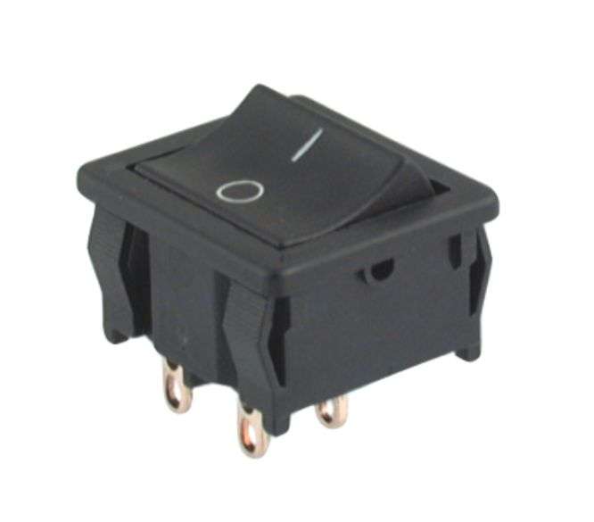 ROCKER SWITCH DPST 19x22 BK 6A SOL B1020