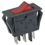ILLUMINATED ROCKER SWITCH SPST RED 10x23  KCD3-2-101NV