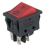 ROCKER SWITCH DPST 29x22 RED 12VDC ILUMINATE KCD2-2-201N-12V