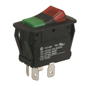 ROCKER SWITCH DPST ON-OFF ILLUMINATED  B1328-RD/GR