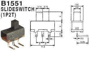 SLIDE SWITCH SPDT R/A PCB SUB MINI 11.5x5.6x10mm B1551