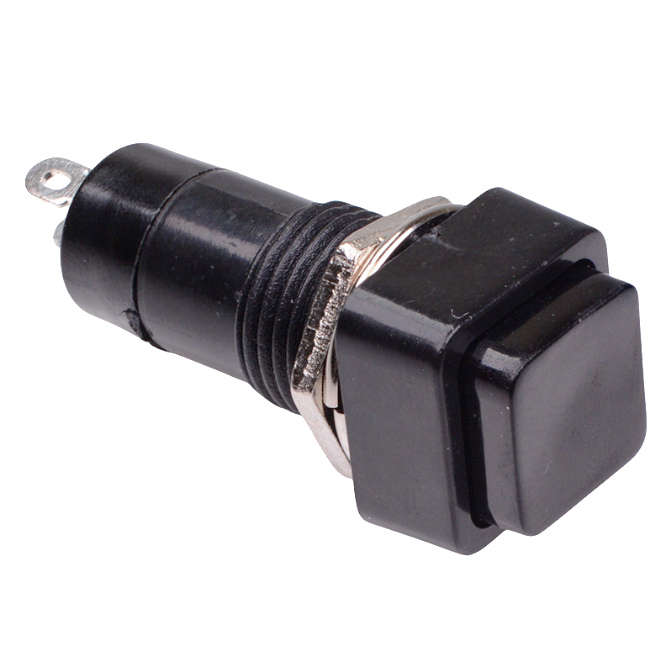 M12 PUSH BUTTON SWITCH LATCHING SPST 3A 125V 15x15 B160A-BLACK