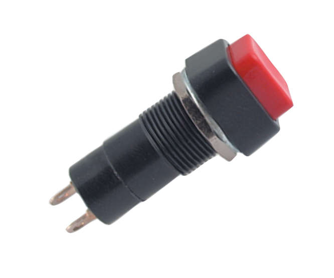 SQR PUSH BUTTON SWITCH N.O SPST 3A 125V 15x15mm M12 HOLE B160B-RED