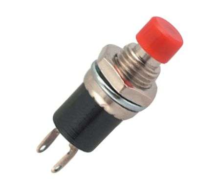 PUSH BUTTON SWITCH N.C. SPST 1A RED SOLDER M7 - DEBULK PBS-105C RED