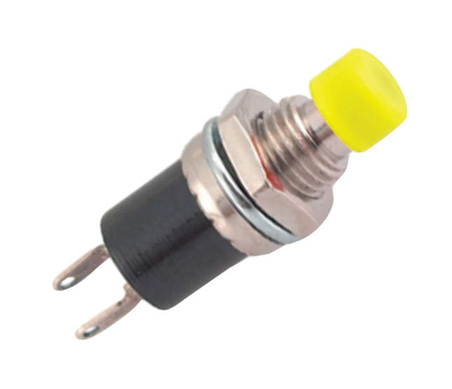 PUSH BUTTON SWITCH N.O. SPST 1A YELLOW SOLDER M7 PBS-105-YELLOW