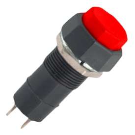 PUSH BUTTON OCT SWITCH N.O. 3A RED SOLDER M12 D=15.8mm L=38.5mm B165B-RED
