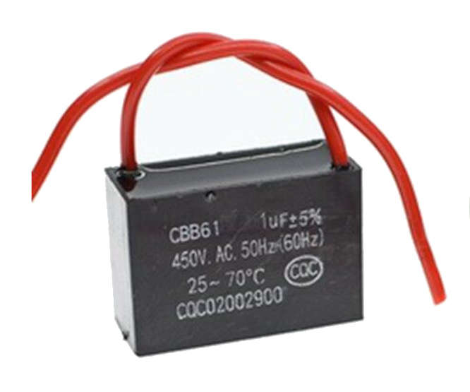 CAPACITOR C/FAN 1uF 450VAC LEADS CBB61B-1UF-450VAC *A*