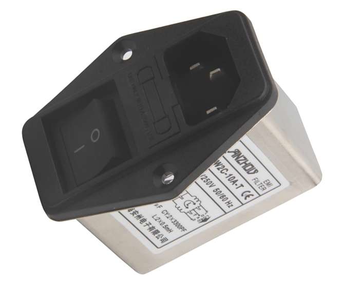 IEC SWITCHED POWER EMI FILTER 10A 250VAC  CW2C-10A-T / 220032
