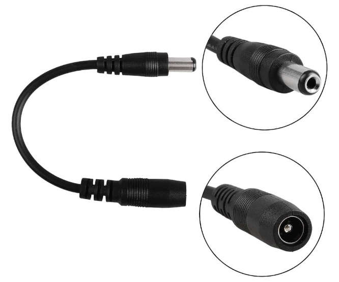 REVERSED POLARITY DC LEAD 2.1mm PLUG TO SOCKET - 300mm LEAD LEAD-70 -  * UNCOMMON LEAD *