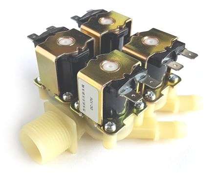 3/4inch 12VDC 4xSOLENOID VALVES. Outlets 12mm step 10mm;  water   DCF-4FA-409 / 170608