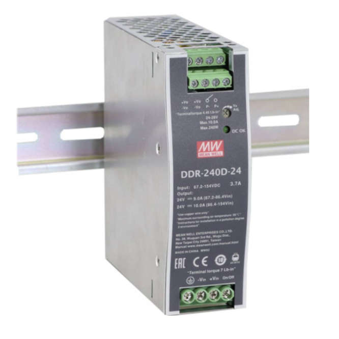 DC-DC CONVERTER D/R IN=24V OUT=24VDC 10A DDR-240B-24