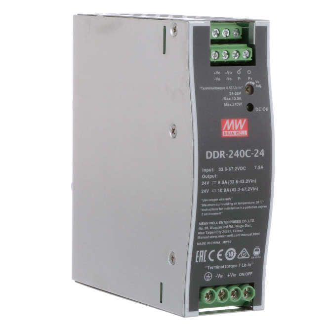 DC-DC CONVERTER D/R I=48Vnom O=24Vnom 10A DDR-240C-24