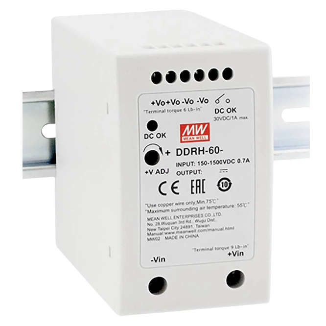 DC-DC CONVERTER D/R IN=150-1500VDC OUT=5V 10A DDRH-60-5