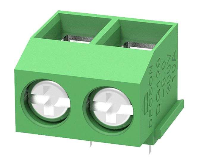 SCREW TERMINAL BLOCK PCB 2W P=5.0 R/A GREEN  DG126R-5.0-02P-14-00A(H)