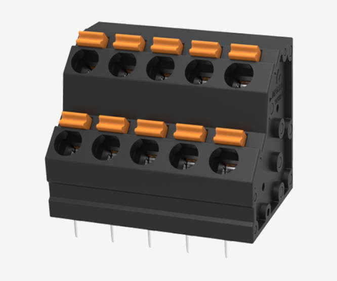 PCB SPRING TERMINAL BLOCK 10W 2 ROW P=5 DG248H2-5.0-10P-13-00A(H)