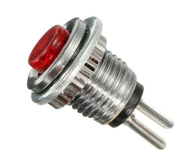 PUSH BUTTON MINI RND N/O OFF-(ON) 1A 125VAC 8MM RED  DS-101