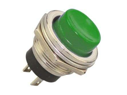PUSH BUTTON SWITCH N.C. SPST 3A GREEN M16 D=19mm DS-212C-GR