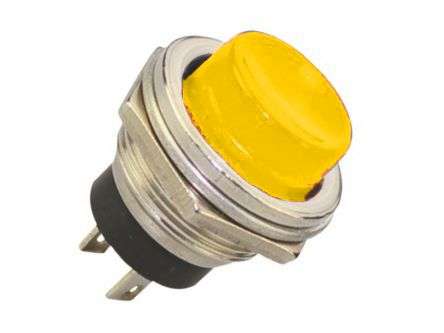 PUSH BUTTON SWITCH N.O. SPST 3A YELLOW M16 D=19mm  DS-212-YL / 170787