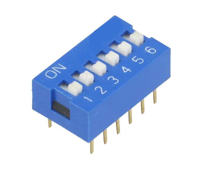DIP SWITCH STD 6POLE 100mA 7.62mm BLUE DS-06P