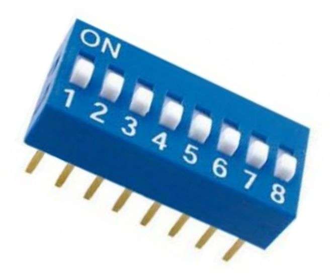DIP SWITCH STD 8POLE 100mA 7.62mm BLUE DS-08BL