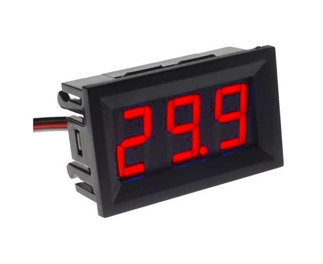 PANEL MOUNT DC VOLTMETER RED 4.5-30VDC  DSN-DVML-568-2-RD / 200254