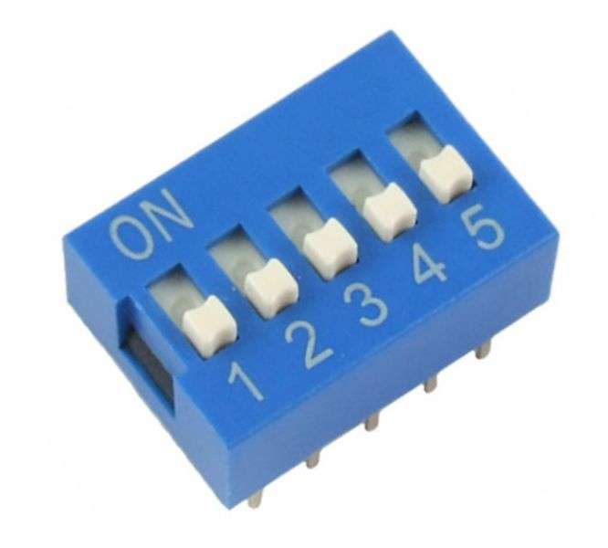 DIP SWITCH STD 5POLE 100mA 7.62mm BLUE EDG105S