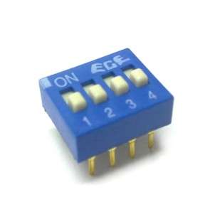 DIP SWITCH STD 4POLE 100mA 7.62mm BLUE  EDS104SZ