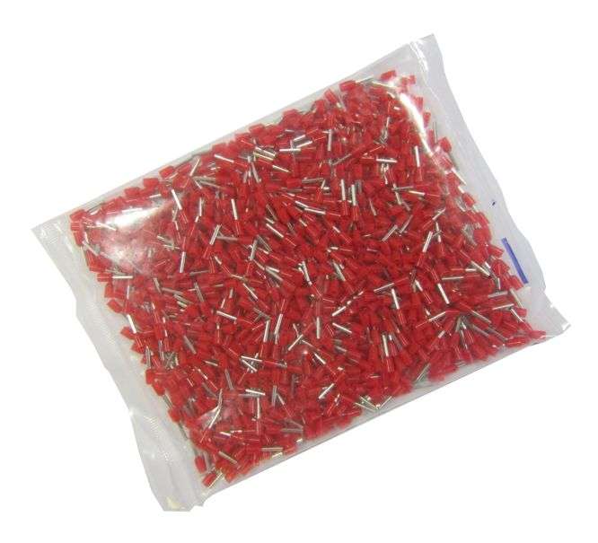 TERMINAL BOOT LACE RED 0.75mm2 L=8 -1K/BAG EVN7508-RED