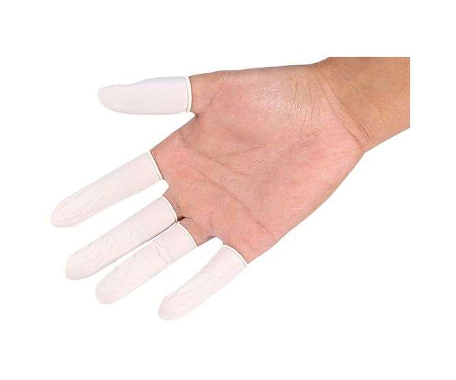 RUBBER FINGER GLOVE WHITE - 100/BAG 210532