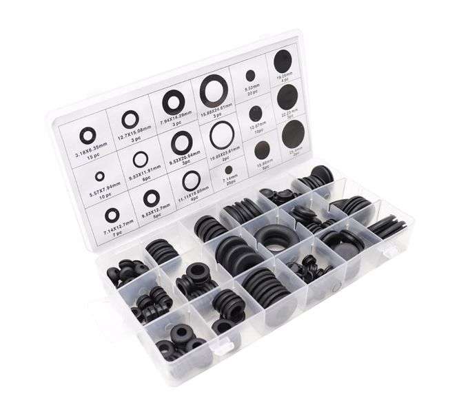 ASSORTMENT / KIT OF RUBBER GROMMETS 125PCS  190545