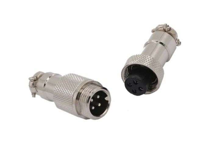 MICROPHONE CONNECTOR 4P 12MM MALE/FEM RS765  GX12-4P / 190375