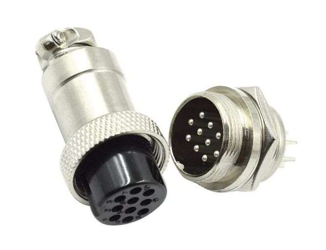 M16 10P MINI-MIC-PLUG AND SOCKET CONNECTOR SET GX16-A-10PS