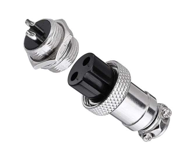 M16 2W MINI-MIC-PLUG AND SOCKET CONNECTOR SET GX16-A-2PS