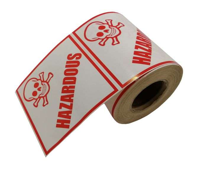 HAZARDOUS LABEL STICKER SKULL PRINT HAZARDOUS-01-R0