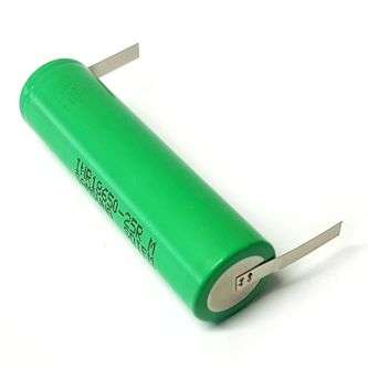 BAT LI-ION CELL 3V7 2,500mAHr SOLDER TAGS INR18650-25RM