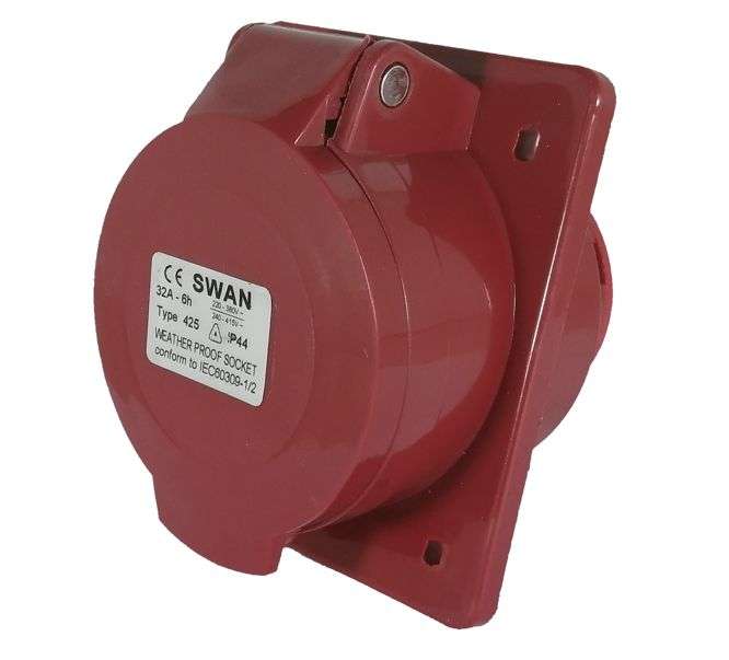 SOCKET PANEL SLOPING 32A 3P N E 380V IP44 5W  IPS-CE-425