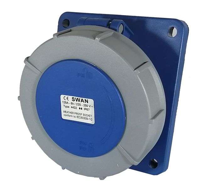 SOCKET PANEL SLOPING 125A 2P + E 220V IP67 IPS-CE-4432