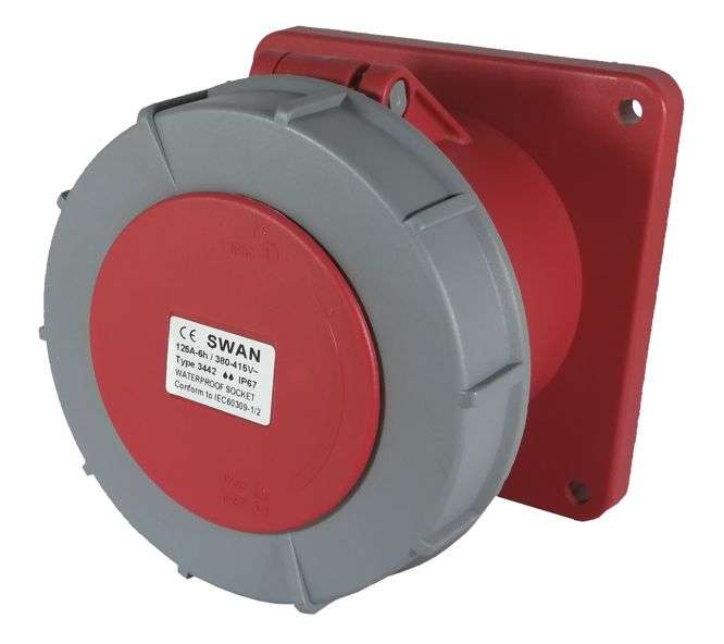 SOCKET PANEL STRAIGHT 63A 3P + E 380V IP67 4W  IPS-CE-3342