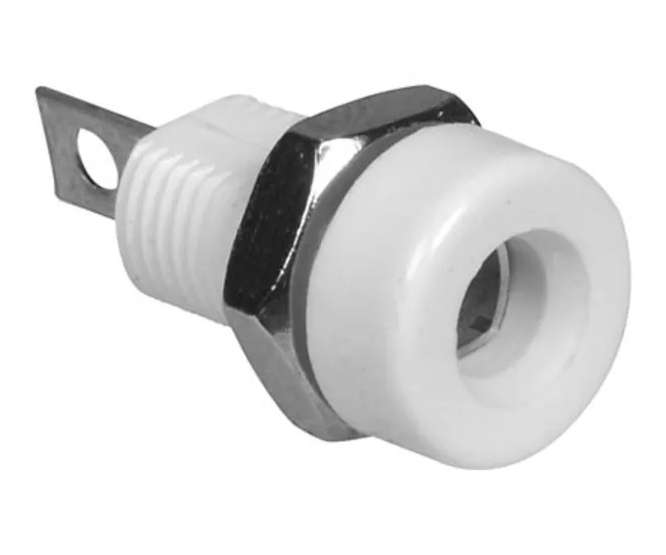 SOCKET BANANA 4mm WHITE SOLDER K214-WHITE
