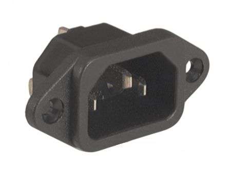 C14 IEC PLUG ADAPTER PRESS-FIT 15A 250VAC - FLANGED K241