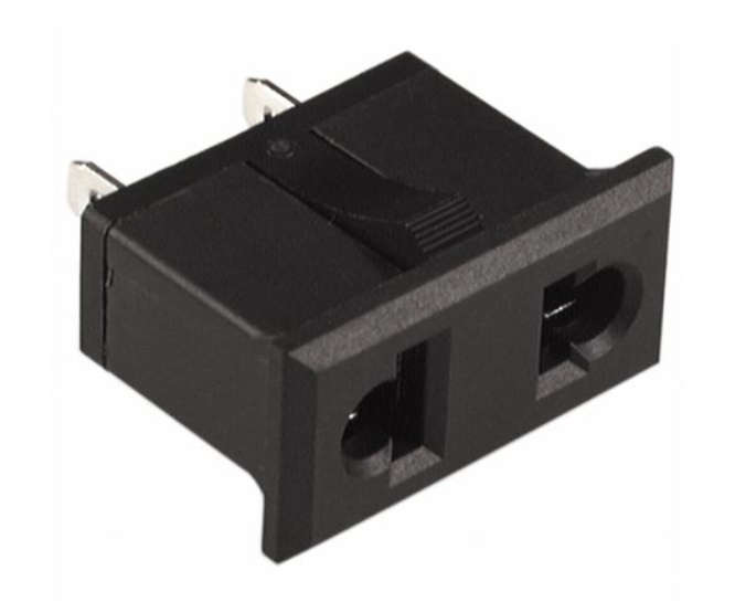 AC SOCKET FLAT+ROUND 2PIN P/MNT AS-15B