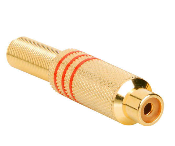 SOCKET RCA IN-LINE METAL GOLD RD K29444-RED-6mm