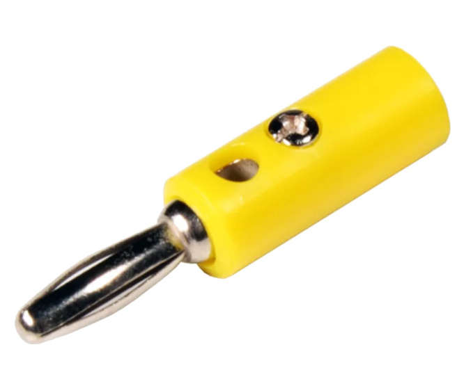 PLUG BANANA 4mm YELLOW RND SCR-TYPE K296102-Y SIDE STACK
