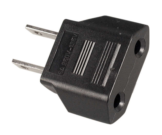 MAINS ADAPTOR 2PIN FLAT PINS TO ROUND SOCKET K37671